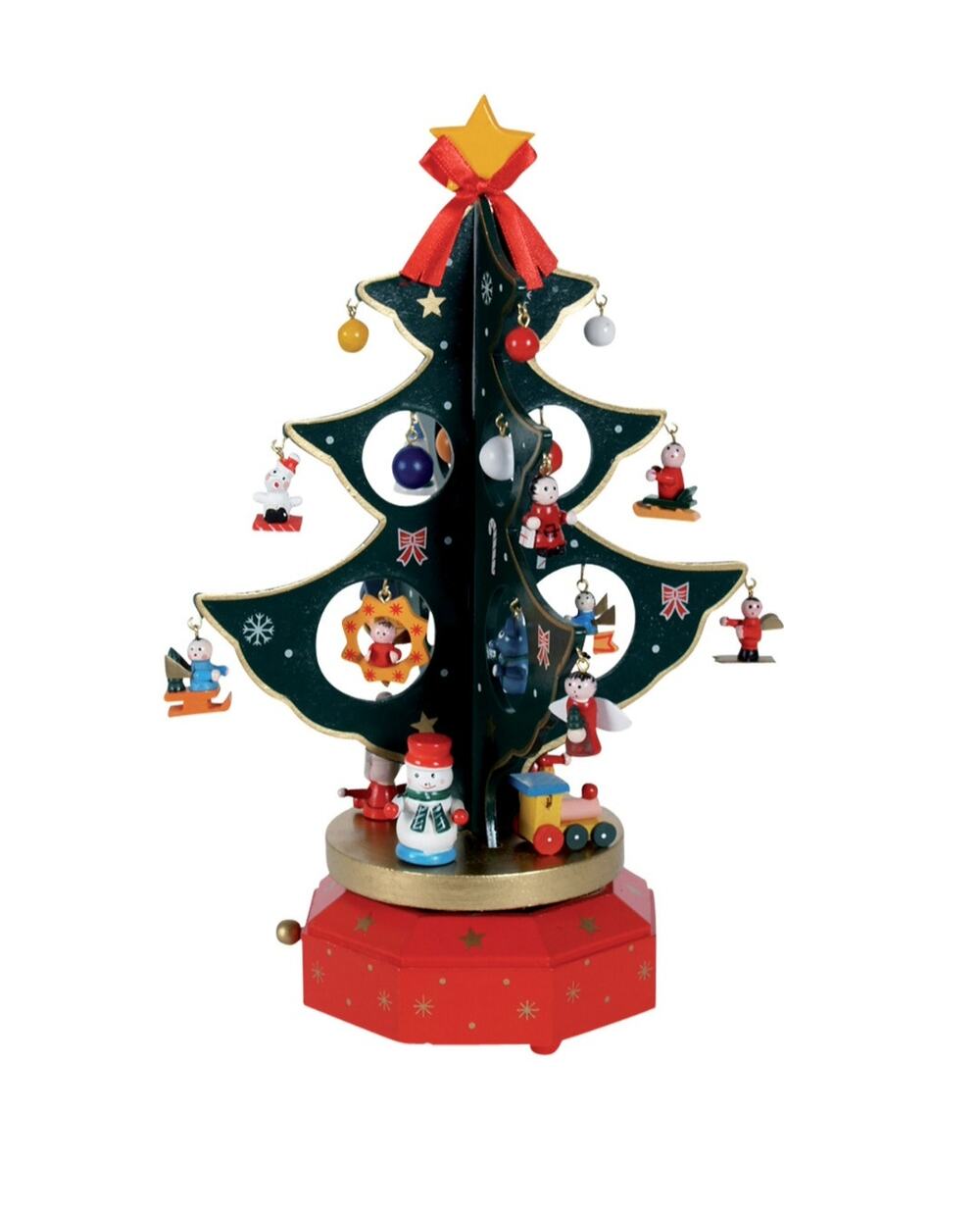 NIB Sealed German Wooden Christmas Tree Music Box Erzgebirge Style Rotating Art